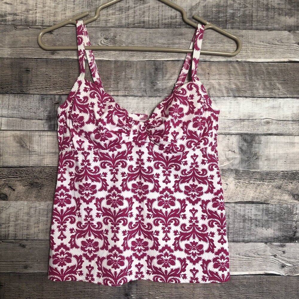 Lands End Womens Size 2 Tankini Swim Top Adjustable Strap Underwire Padded Pink